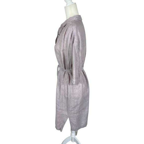 Tahari 100% Linen Button Front Shirt Dress Size Small Minimalist Travel Casual - Picture 5 of 10